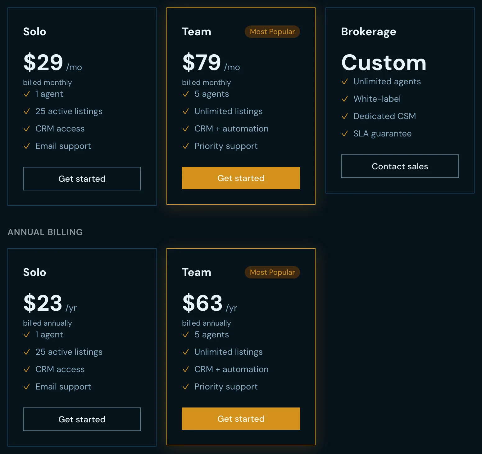 Pricing tiers built from the design library’s primitives
